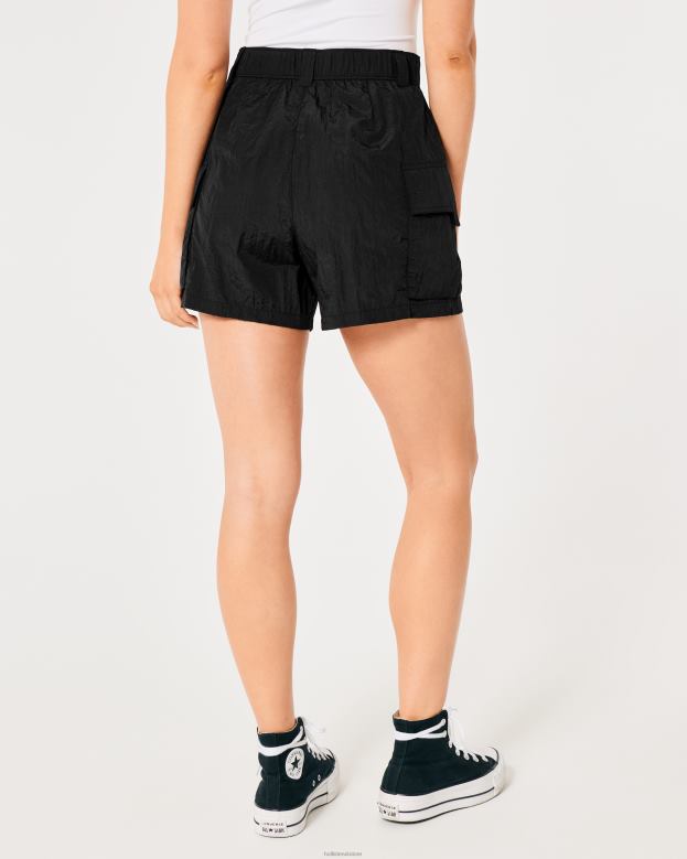 Bottoms Hollister Women Social Tourist High-Rise Cargo Shorts 48820675 Black