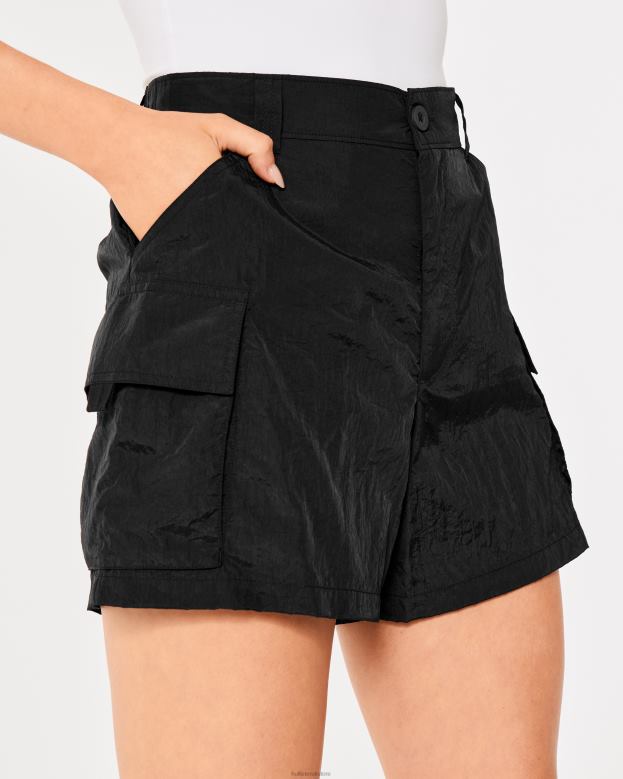 Bottoms Hollister Women Social Tourist High-Rise Cargo Shorts 48820675 Black
