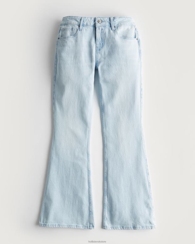 Bottoms Hollister Women Social Tourist Low-Rise Light Wash Ultra-Baggy Flare Jeans 48820763 Light Wash