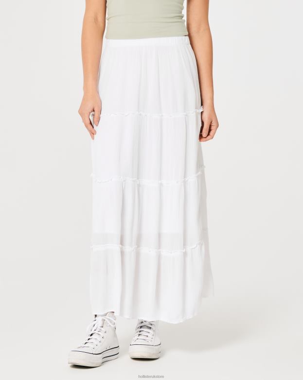 Bottoms Hollister Women Tiered Maxi Skirt 48820464 White