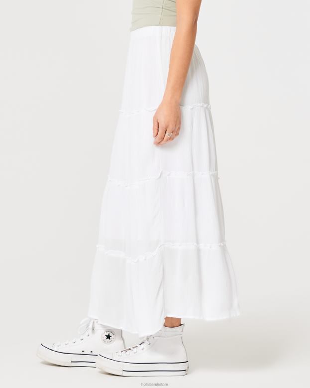 Bottoms Hollister Women Tiered Maxi Skirt 48820464 White