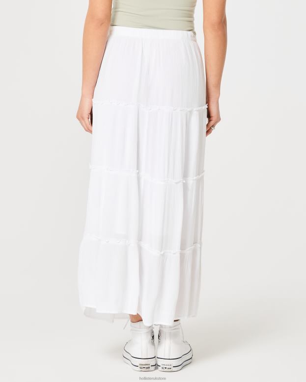 Bottoms Hollister Women Tiered Maxi Skirt 48820464 White