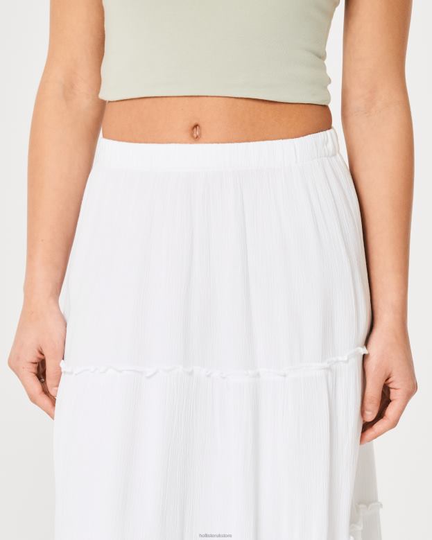 Bottoms Hollister Women Tiered Maxi Skirt 48820464 White