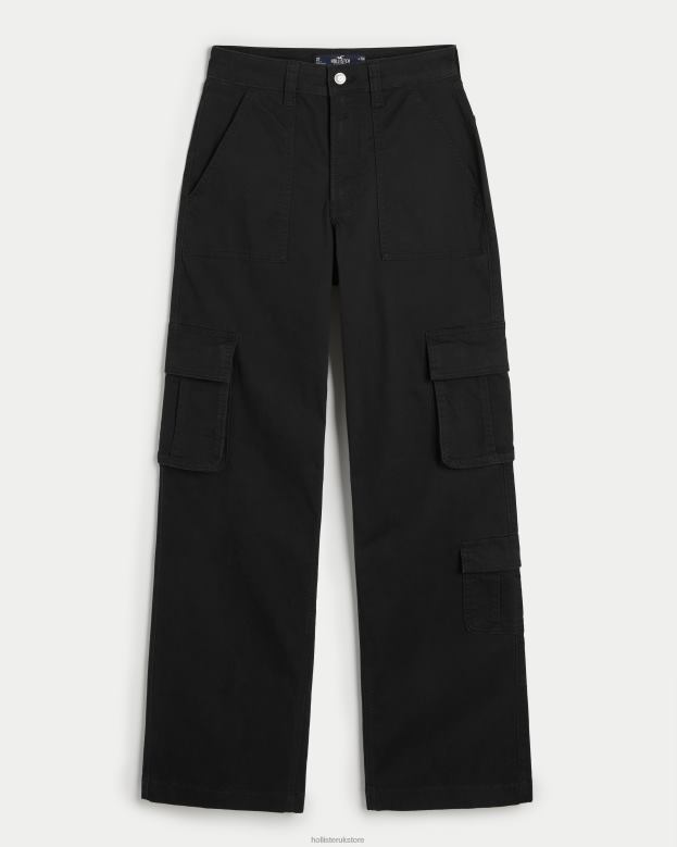 Bottoms Hollister Women Ultra High-Rise Baggy 3-Pocket Cargo Pants 48820472 Black