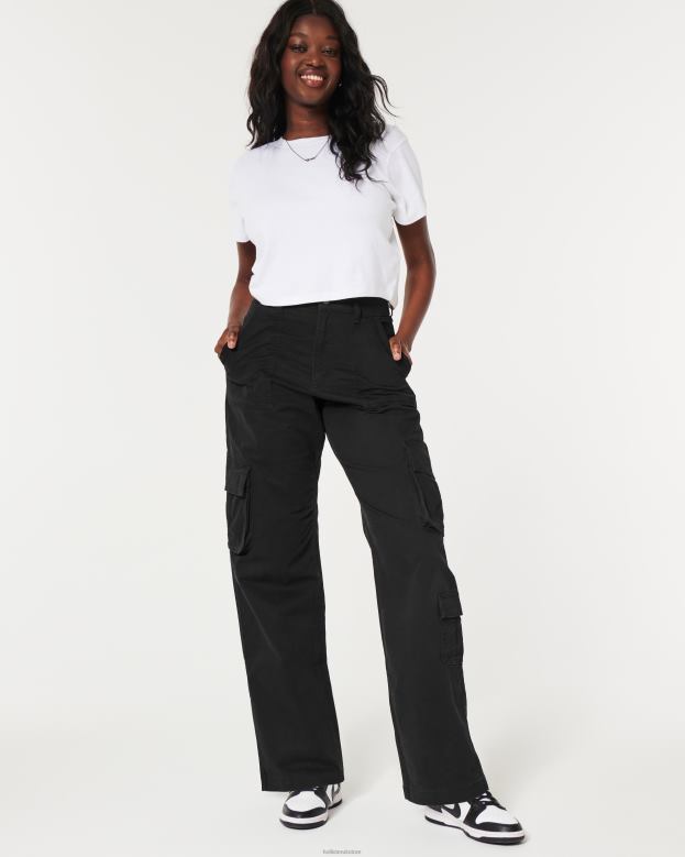 Bottoms Hollister Women Ultra High-Rise Baggy 3-Pocket Cargo Pants 48820472 Black