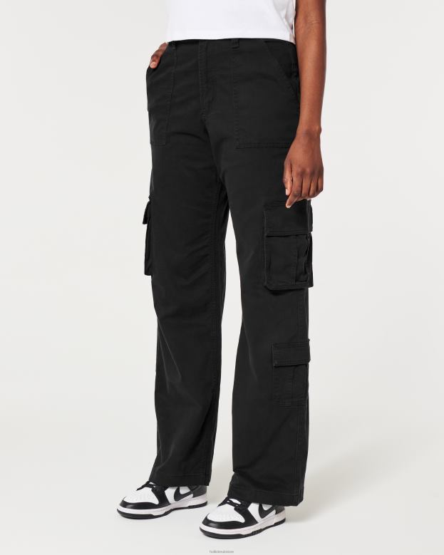 Bottoms Hollister Women Ultra High-Rise Baggy 3-Pocket Cargo Pants 48820472 Black