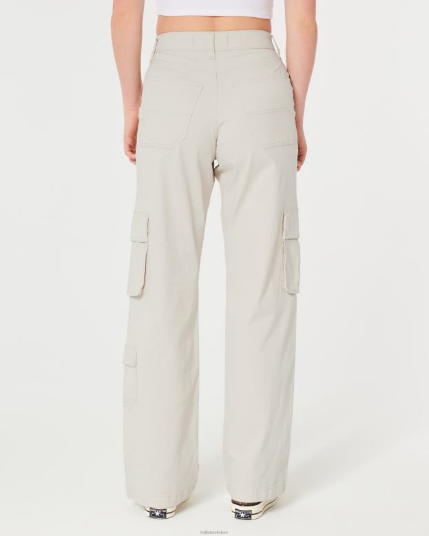 Bottoms Hollister Women Ultra High-Rise Baggy 3-Pocket Cargo Pants 48820474 Cream