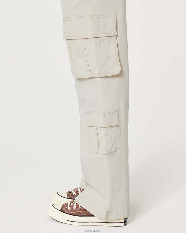 Bottoms Hollister Women Ultra High-Rise Baggy 3-Pocket Cargo Pants 48820474 Cream
