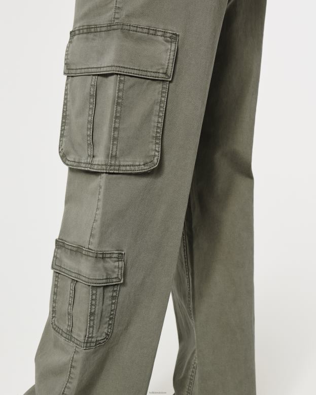 Bottoms Hollister Women Ultra High-Rise Baggy 3-Pocket Cargo Pants 48820511 Olive Green