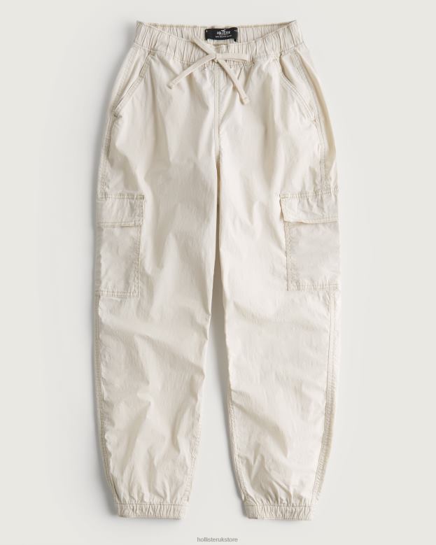 Bottoms Hollister Women Ultra High-Rise Baggy Twill Cargo Joggers 48820550 Cream