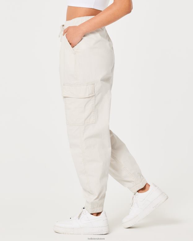 Bottoms Hollister Women Ultra High-Rise Baggy Twill Cargo Joggers 48820550 Cream