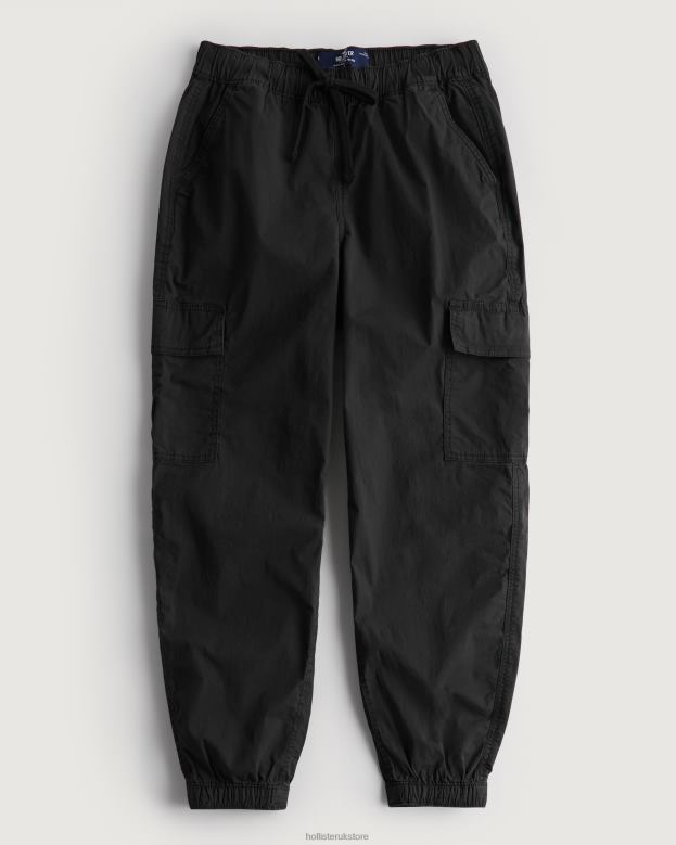 Bottoms Hollister Women Ultra High-Rise Baggy Twill Cargo Joggers 48820560 Black