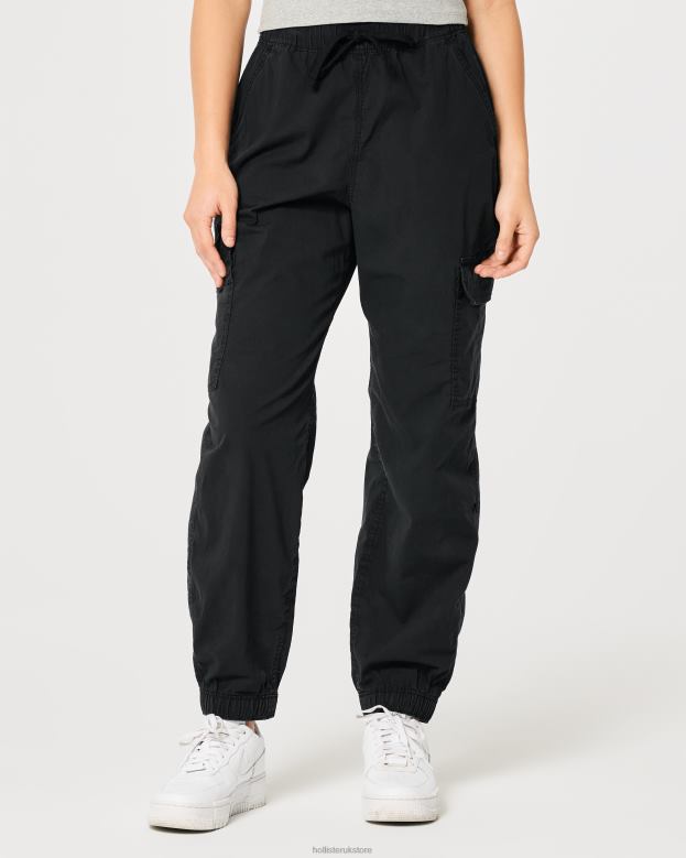 Bottoms Hollister Women Ultra High-Rise Baggy Twill Cargo Joggers 48820560 Black