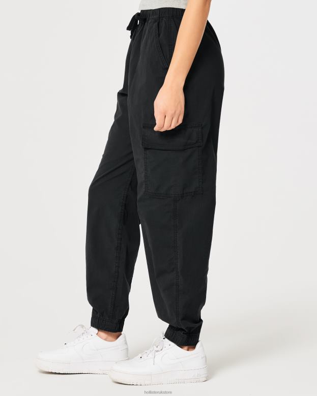 Bottoms Hollister Women Ultra High-Rise Baggy Twill Cargo Joggers 48820560 Black