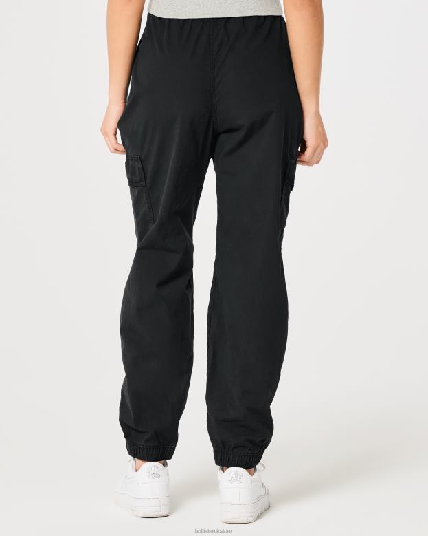 Bottoms Hollister Women Ultra High-Rise Baggy Twill Cargo Joggers 48820560 Black