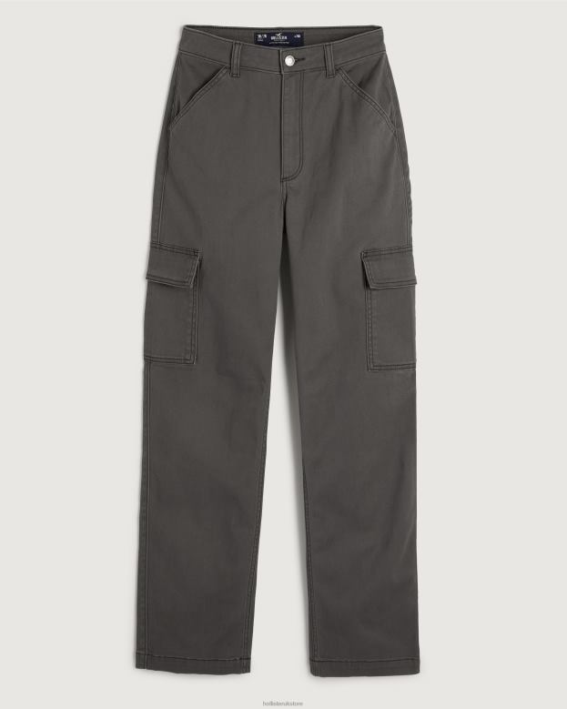 Bottoms Hollister Women Ultra High-Rise Cargo Dad Pants 48820588 Dark Grey
