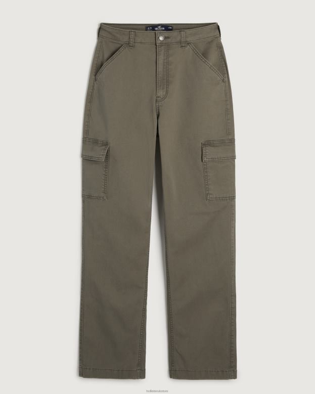 Bottoms Hollister Women Ultra High-Rise Cargo Dad Pants 48820649 Olive Green
