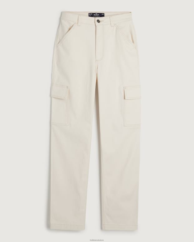 Bottoms Hollister Women Ultra High-Rise Cargo Dad Pants 48820656 Cream
