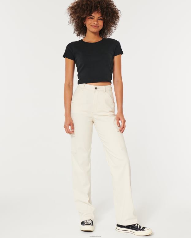 Bottoms Hollister Women Ultra High-Rise Cargo Dad Pants 48820656 Cream