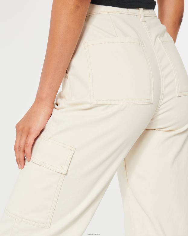 Bottoms Hollister Women Ultra High-Rise Cargo Dad Pants 48820656 Cream