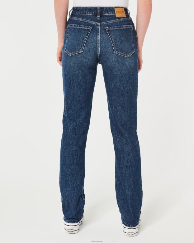Bottoms Hollister Women Ultra High-Rise Dark Wash 90s Straight Jeans 48820535 Dark Wash