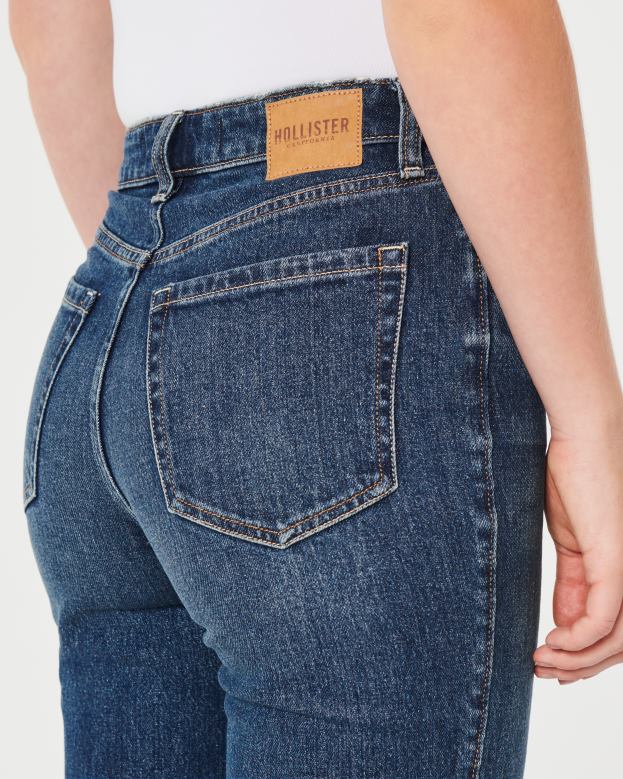 Bottoms Hollister Women Ultra High-Rise Dark Wash 90s Straight Jeans 48820535 Dark Wash