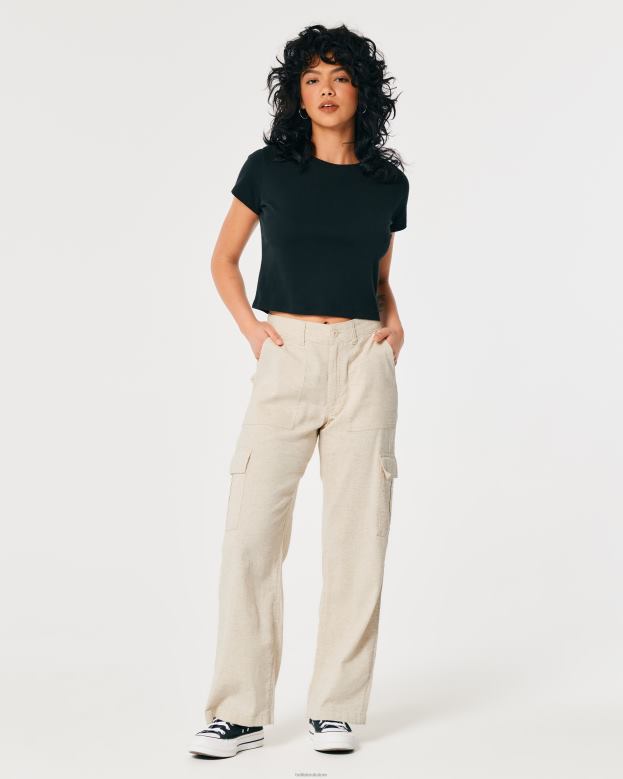 Bottoms Hollister Women Ultra High-Rise Drapey Cargo Pants 48820473 Beige