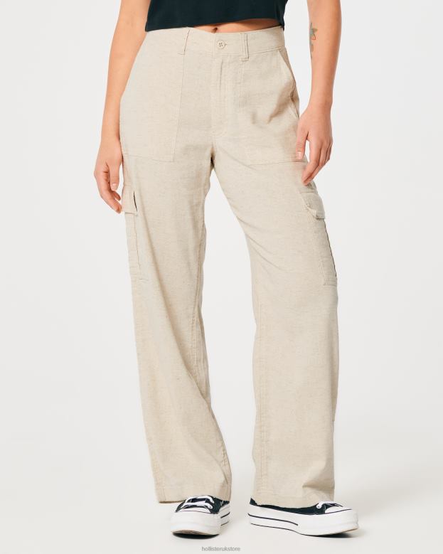 Bottoms Hollister Women Ultra High-Rise Drapey Cargo Pants 48820473 Beige