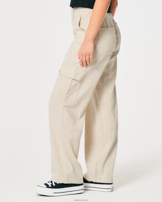 Bottoms Hollister Women Ultra High-Rise Drapey Cargo Pants 48820473 Beige