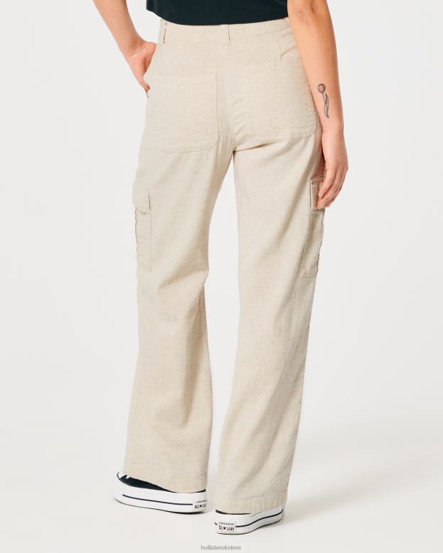 Bottoms Hollister Women Ultra High-Rise Drapey Cargo Pants 48820473 Beige