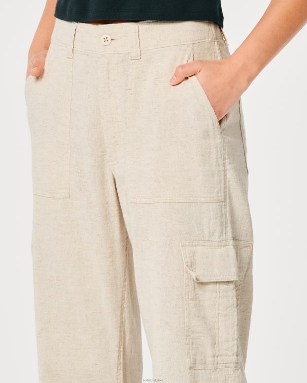 Bottoms Hollister Women Ultra High-Rise Drapey Cargo Pants 48820473 Beige