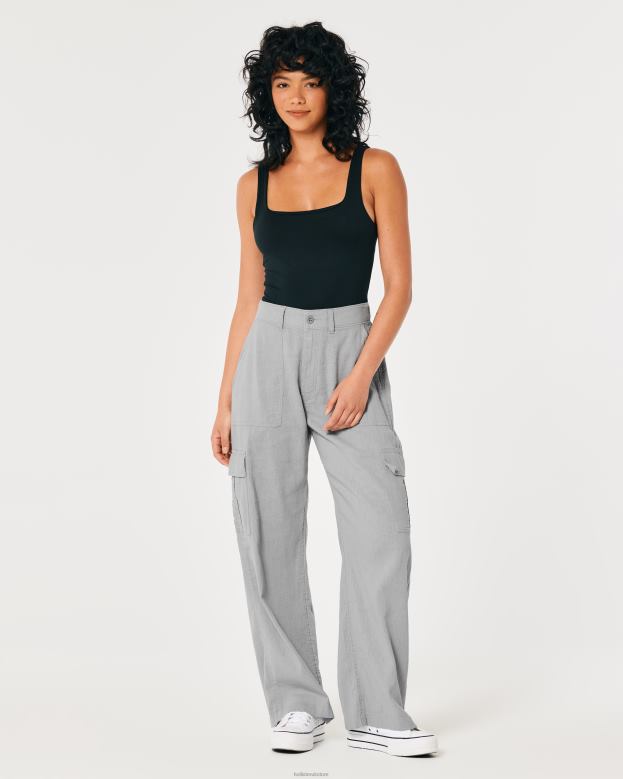 Bottoms Hollister Women Ultra High-Rise Drapey Cargo Pants 48820475 Grey