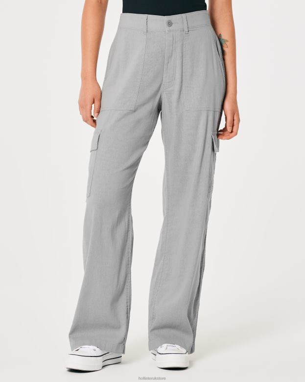 Bottoms Hollister Women Ultra High-Rise Drapey Cargo Pants 48820475 Grey