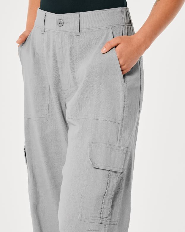 Bottoms Hollister Women Ultra High-Rise Drapey Cargo Pants 48820475 Grey