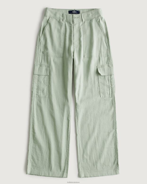 Bottoms Hollister Women Ultra High-Rise Drapey Cargo Pants 48820479 Sage Green