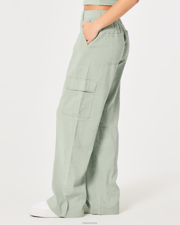 Bottoms Hollister Women Ultra High-Rise Drapey Cargo Pants 48820479 Sage Green