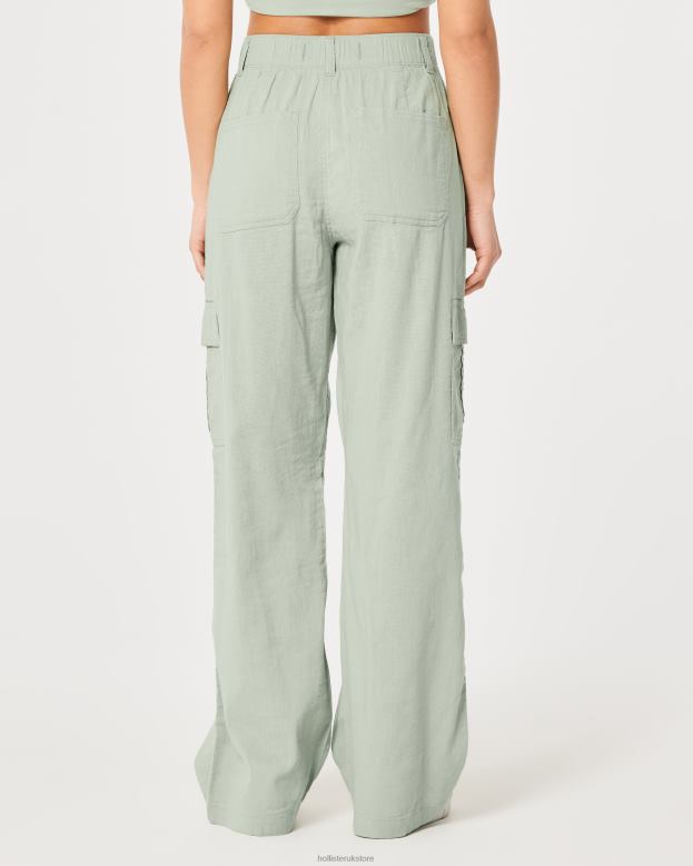Bottoms Hollister Women Ultra High-Rise Drapey Cargo Pants 48820479 Sage Green
