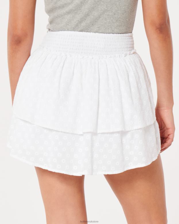 Bottoms Hollister Women Ultra High-Rise Embroidered Tiered Skort 48820549 White