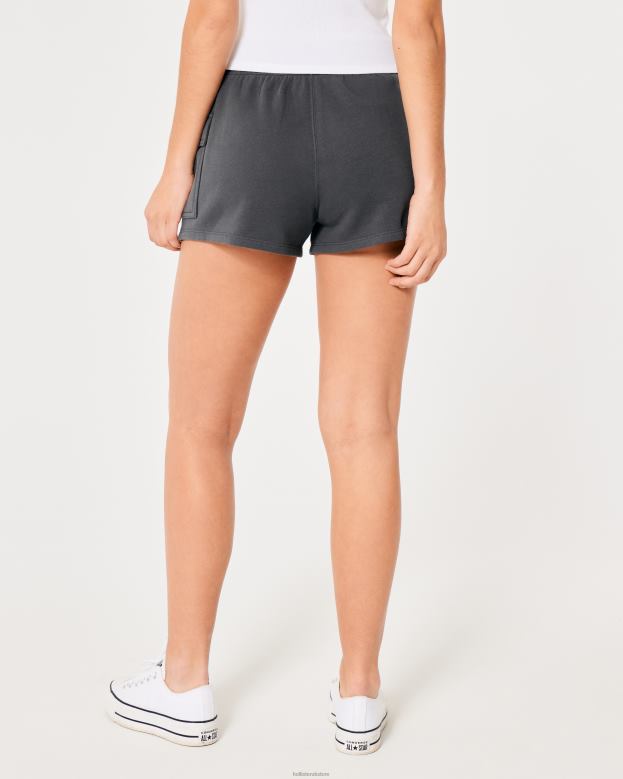 Bottoms Hollister Women Ultra High-Rise Fleece Cargo Dad Shorts 48820683 Dark Grey