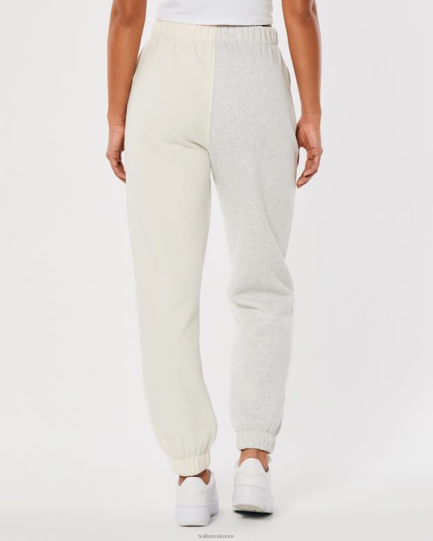 Bottoms Hollister Women Ultra High-Rise Fleece Dad Joggers 48820713 Light Grey Color Block