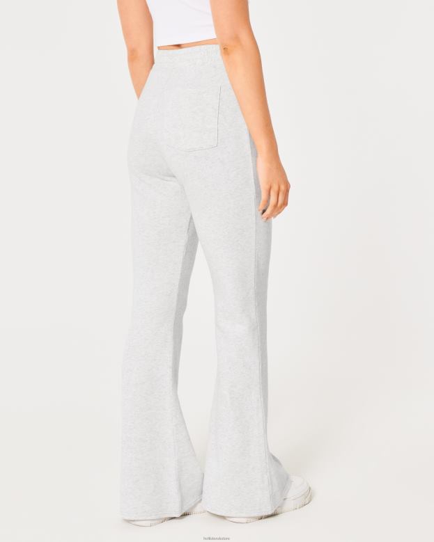 Bottoms Hollister Women Ultra High-Rise Fleece Flare Pants 48820598 Light Heather Grey