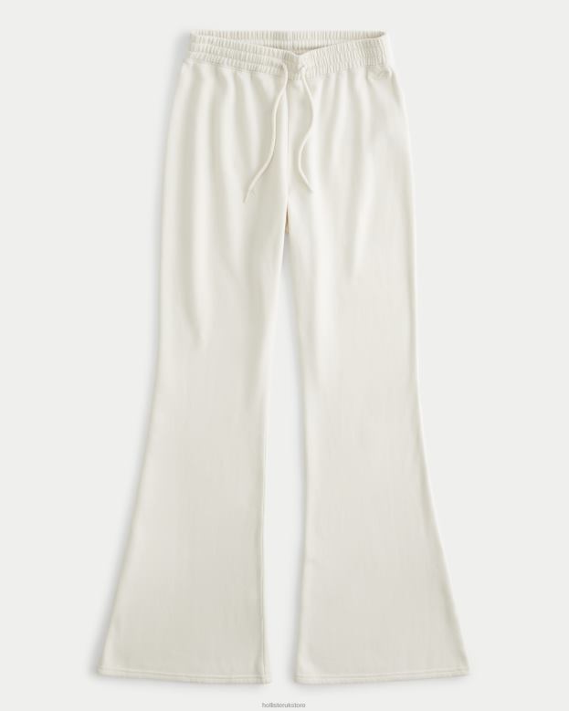 Bottoms Hollister Women Ultra High-Rise Fleece Flare Pants 48820718 Cream