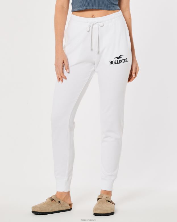 Bottoms Hollister Women Ultra High-Rise Fleece Logo Joggers 48820646 White