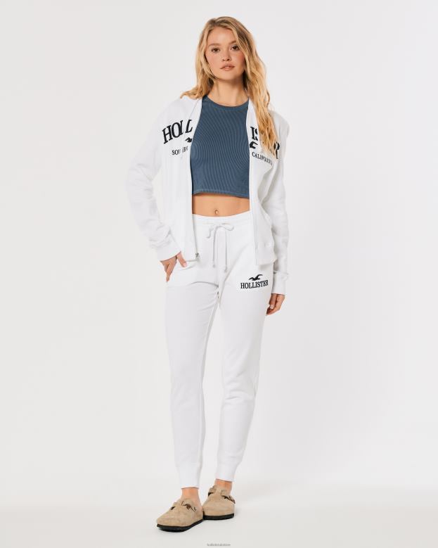 Bottoms Hollister Women Ultra High-Rise Fleece Logo Joggers 48820646 White
