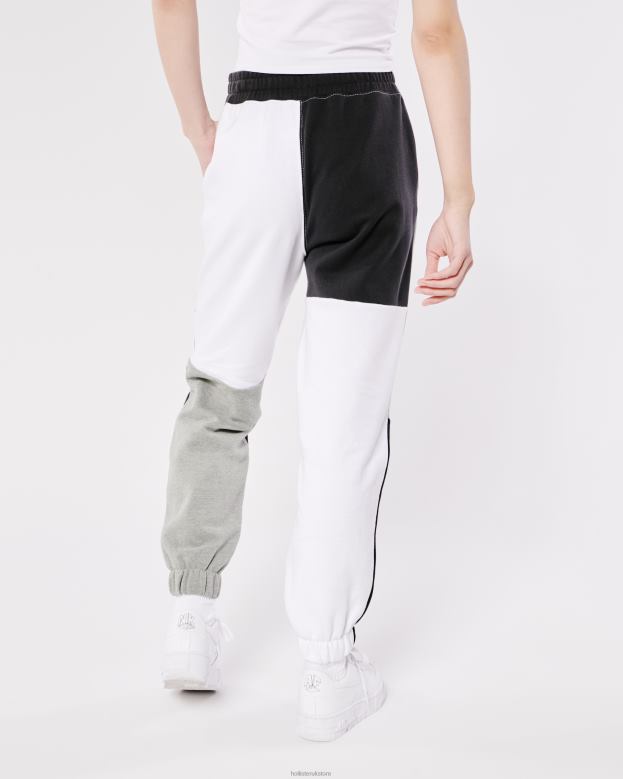 Bottoms Hollister Women Ultra High-Rise Fleece Patchwork Dad Joggers 48820720 Grey