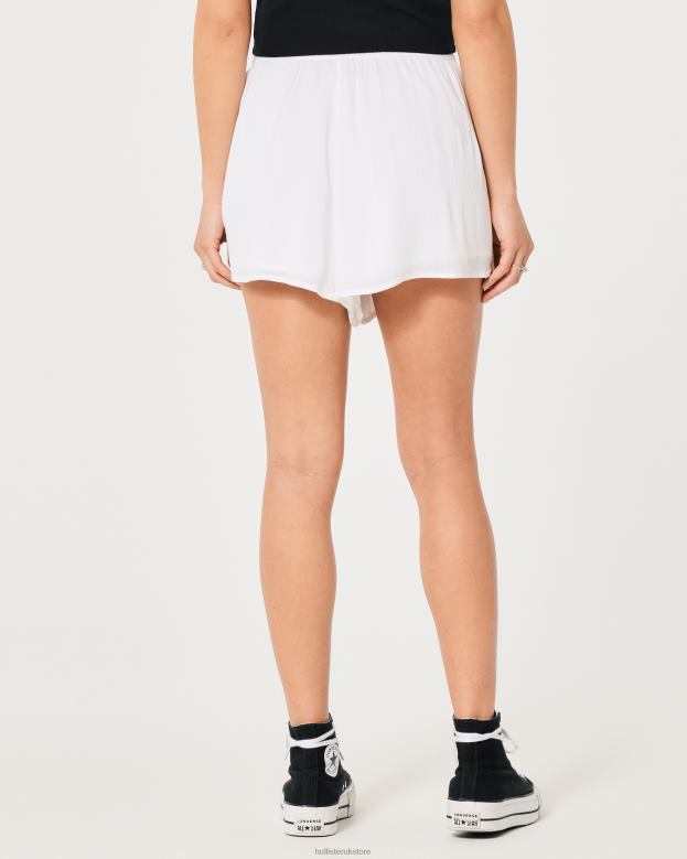 Bottoms Hollister Women Ultra High-Rise Flowy Soft Shorts 48820632 White