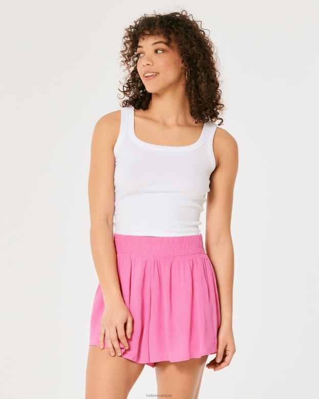 Bottoms Hollister Women Ultra High-Rise Flowy Soft Shorts 48820653 Pink