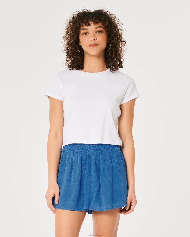 Bottoms Hollister Women Ultra High-Rise Flowy Soft Shorts 48820663 Blue