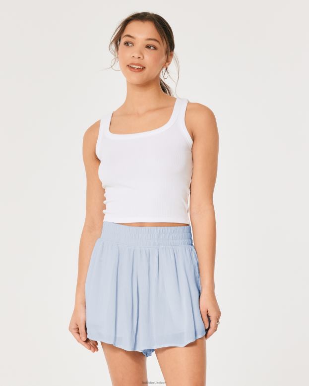 Bottoms Hollister Women Ultra High-Rise Flowy Soft Shorts 48820667 Light Blue
