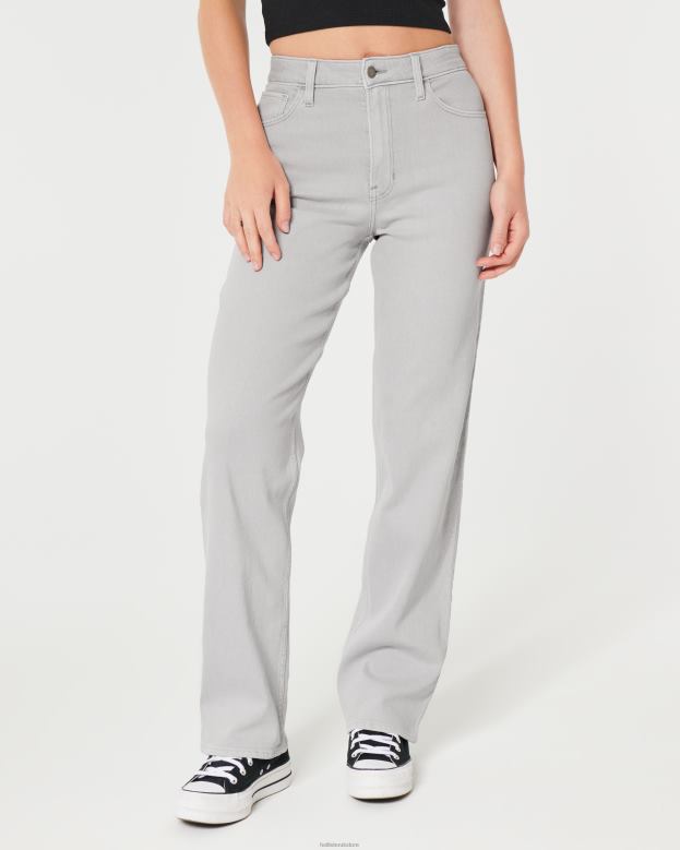 Bottoms Hollister Women Ultra High-Rise Grey Dad Jeans 48820726 Light Grey